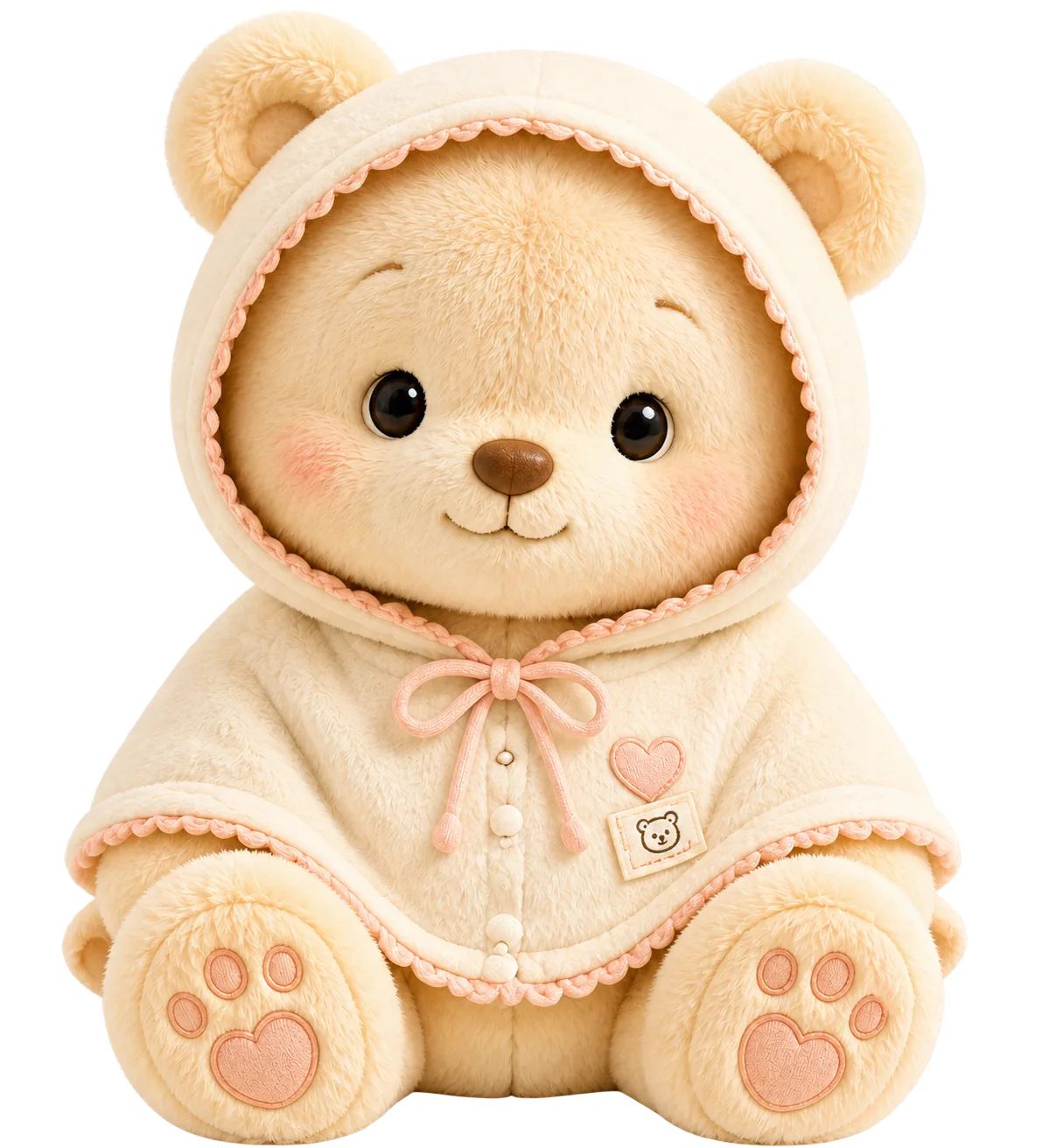 穿着奶油色熊耳斗篷的 Ranran-Bear 标准产品照